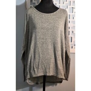 LOFT Gray Heathered Knit Dolman Sleeve Relaxed Fit Sweater Top Women's L